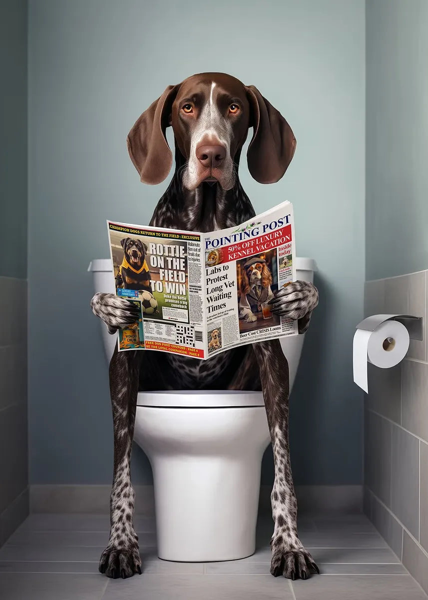 Dog Reading Newspaper Poster