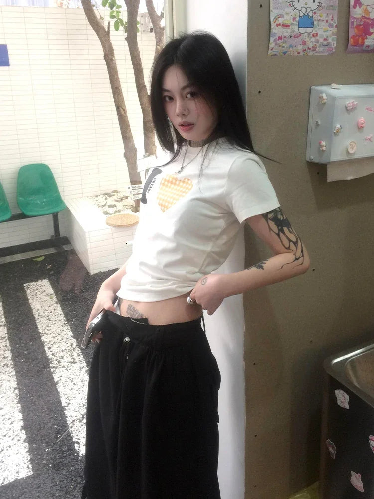Camiseta Vintage con Estampado de Amor para Mujer