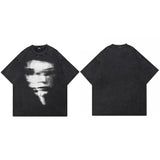 Retro Washed Black Blurry Faces T-Shirt