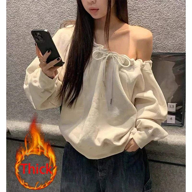 Sudadera polar con hombros descubiertos