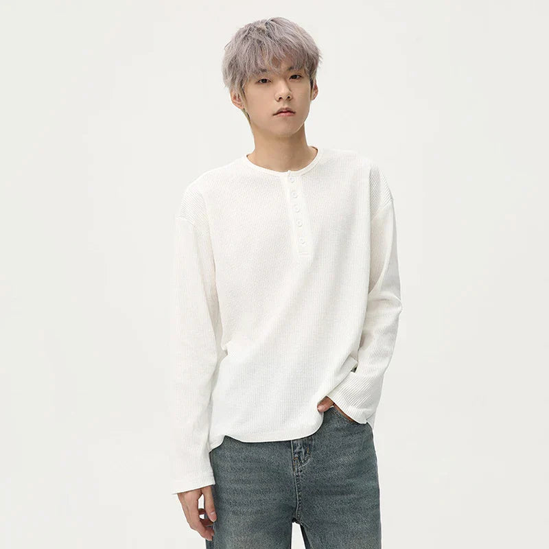 Solid Color Casual Mens Long T-Shirt