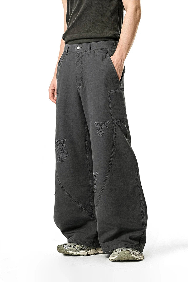 Vintage Distressed Gray Cargo Pants