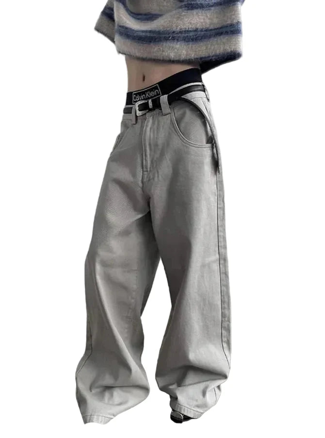 Herbstlich graue weite Hose