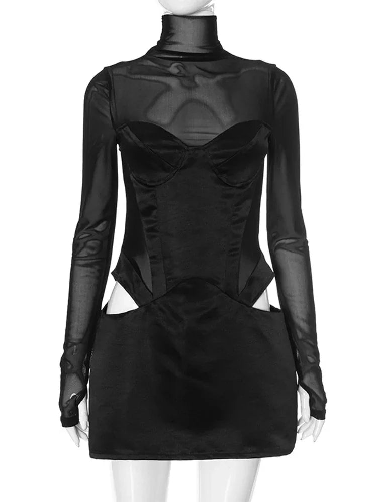 Baddie Cut Out Sheer Mini Dress
