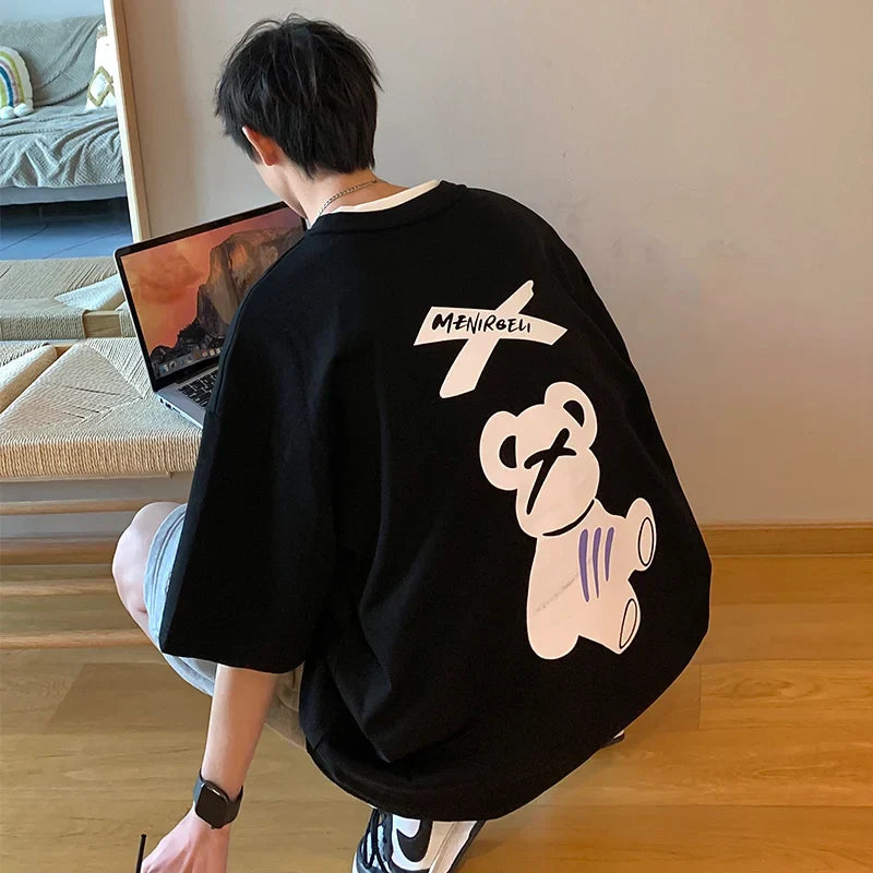 Cartoon Bear Graphic Oversized T-shirt