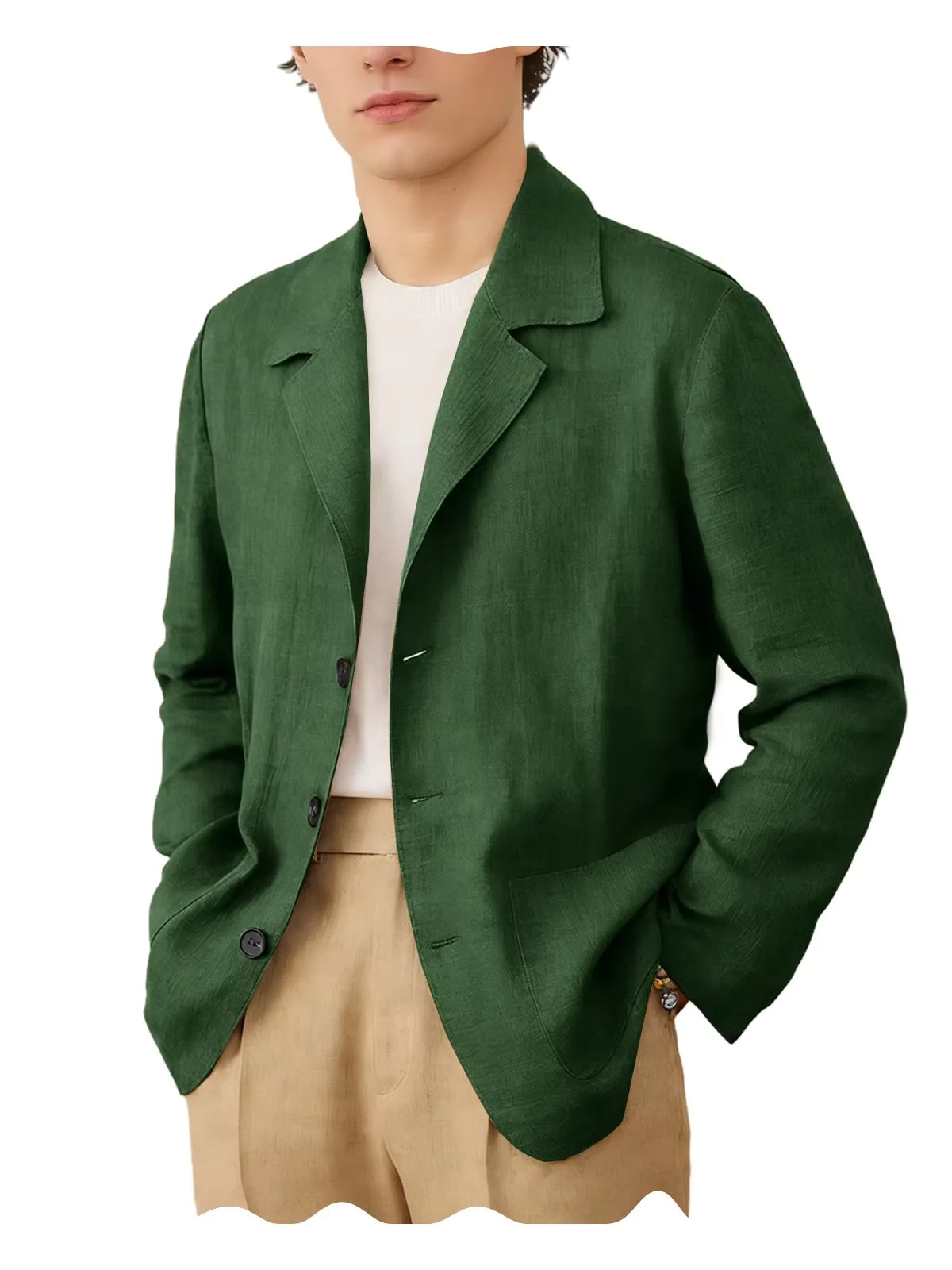 Linen Cotton Blazer Notch Lapel Regular Fit