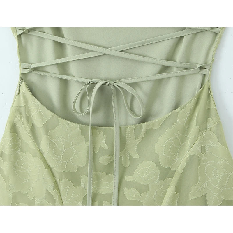 Sexy Backless Party Green Long Dress