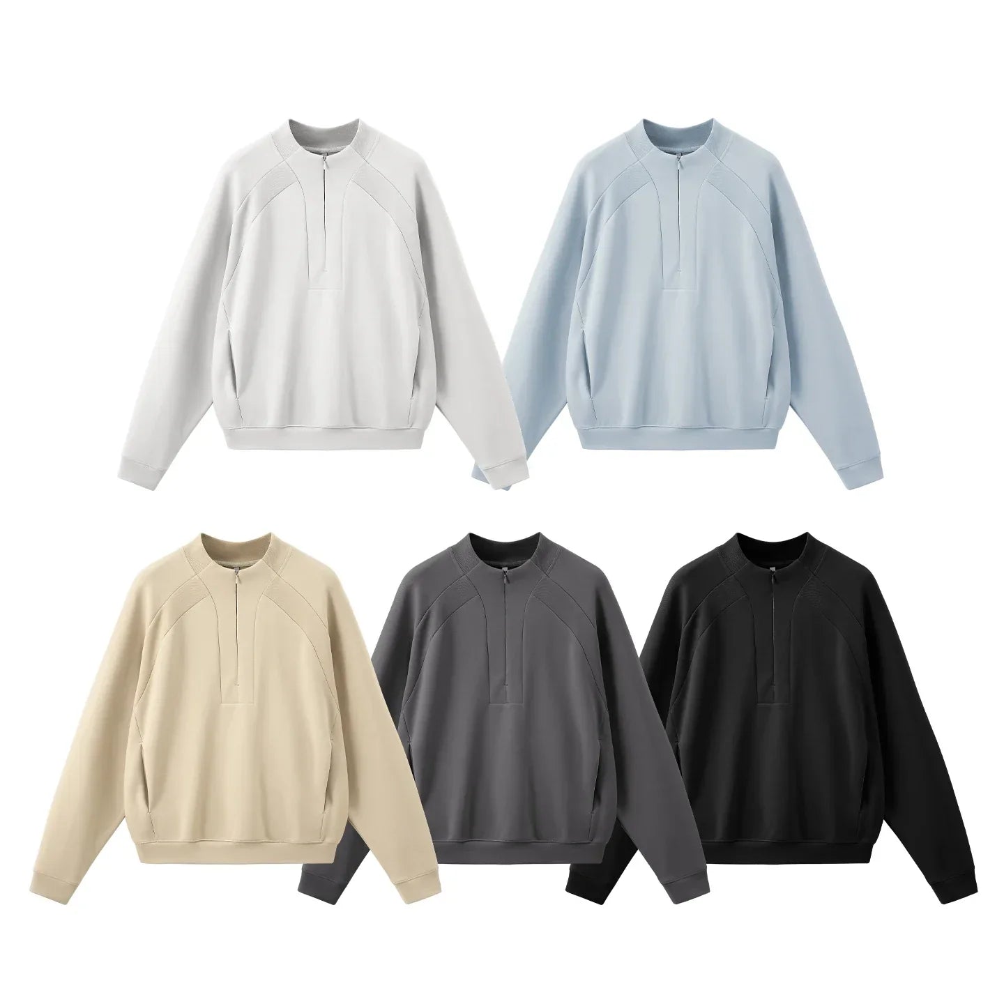 Zip-up Solid Color Winter Sweatshirt