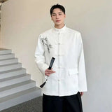 Korean Style Bamboo Pattern Long Sleeve Shirt