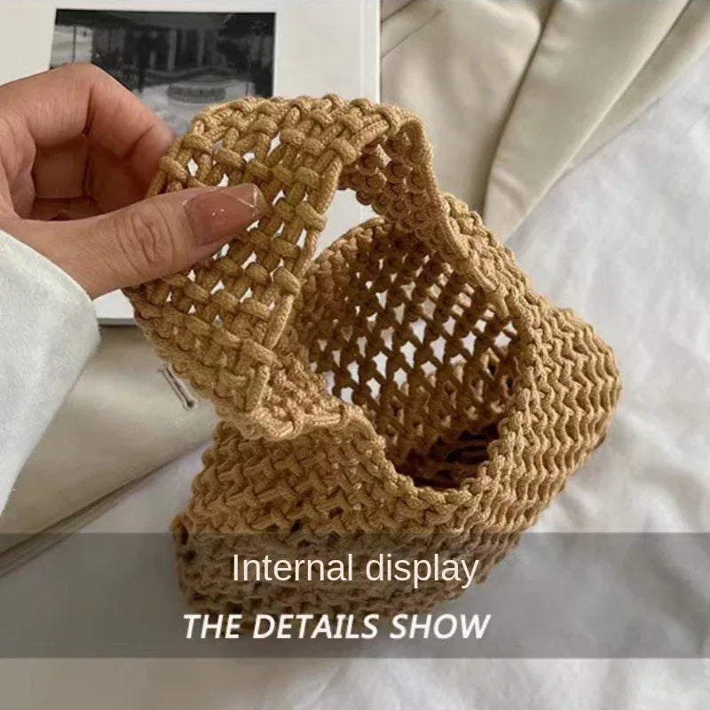 Knitting Crochet Tote Bags Summer Hand Woven