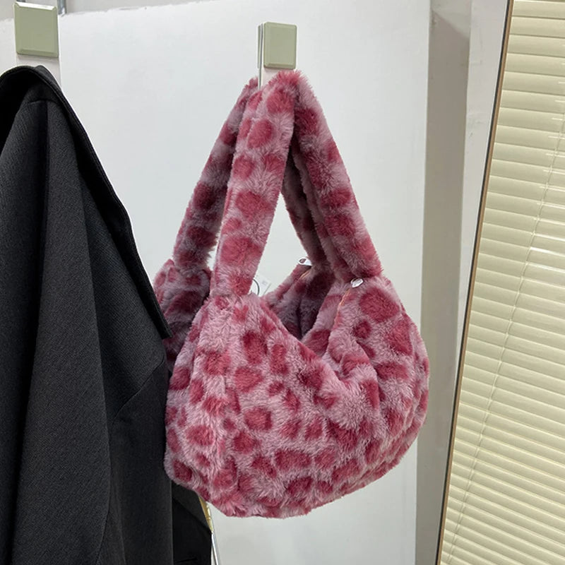 Fuzzy Fleece Leopard Bag