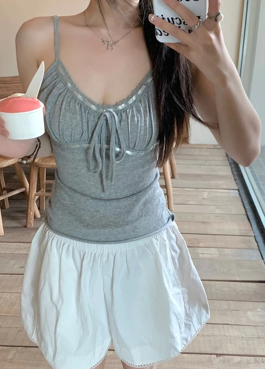 Y2K Ruched Bust Cute Cami Top