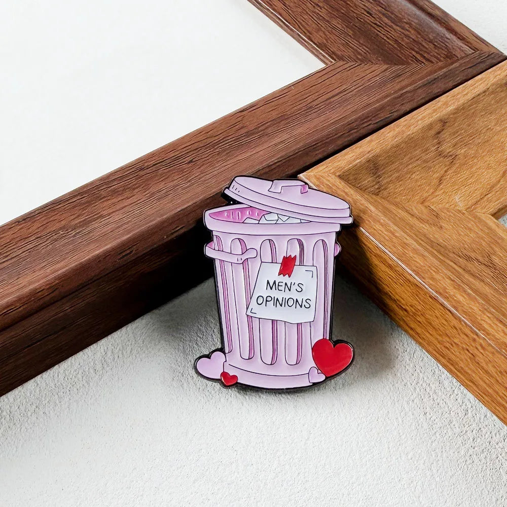 Men's Opinions Pink Trash Can Brooch