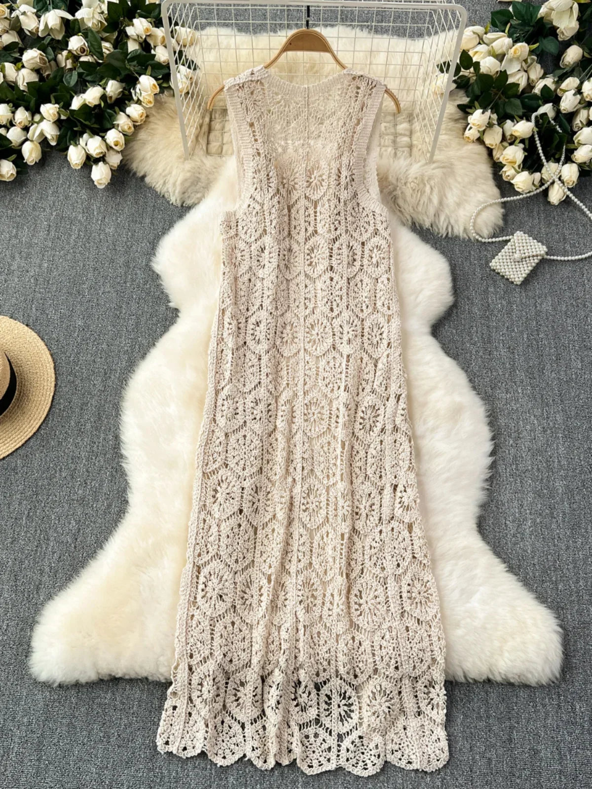 Handmade Knitted Crochet Cardigan Button