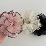 Ruffled Sheer Dot Mesh Ponytail Holder