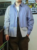 Loose Stripe Splice Long Sleeve Shirt