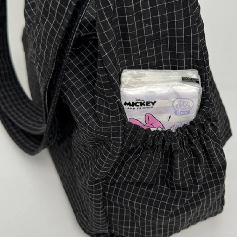 Korean Plaid Zipper Pleated Shoulder Bag