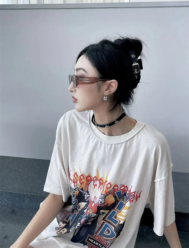 Vintage Anime Print Loose T-Shirt