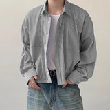 Striped Lapel Long Sleeve Shirt