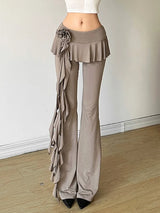 Ruffled Flower Straight Leg Pants