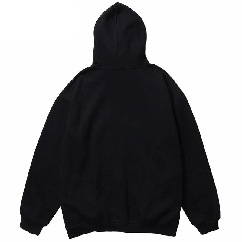 Sudadera con Capucha Oversize con Mariposa Negra Lavada