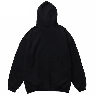 Oversized Black Washed Hoodie mit Schmetterling