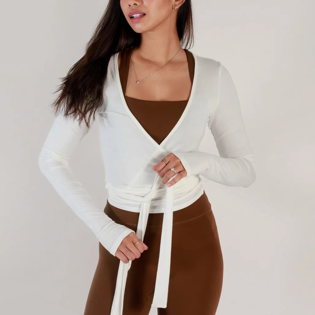 Stylish V-Neck Long Sleeve Workout T-Shirt