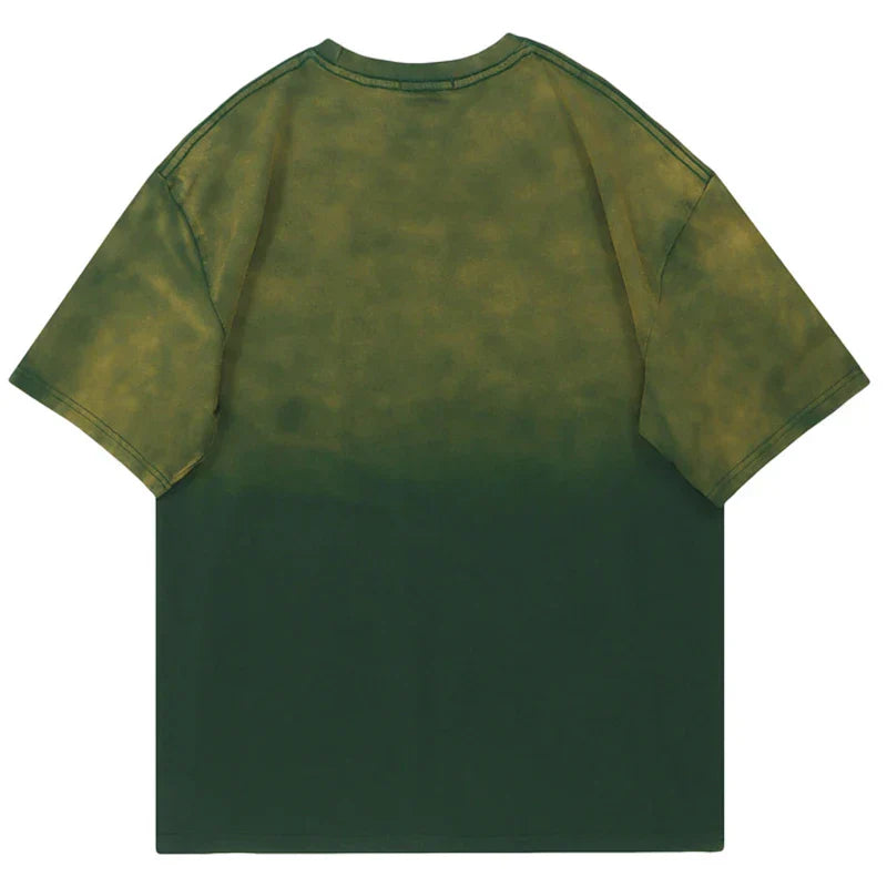 Camiseta Tie Dye con Letras Bordadas Lavadas