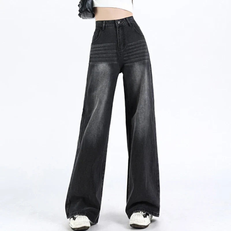 Vintage High Waist Thicken Wide Jeans