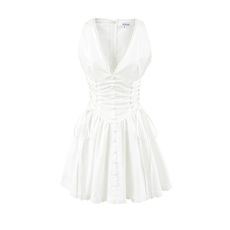 Women's V Neck Sleeveless Mini Dress
