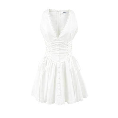 Damen Mini-Kleid, ärmellos mit V-Ausschnitt