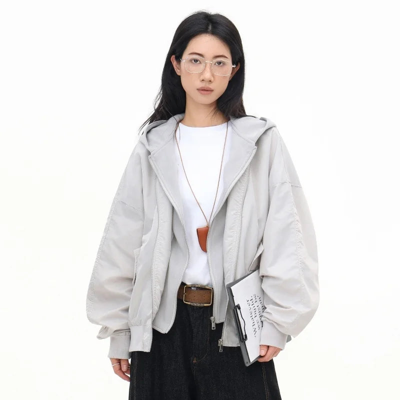 Casual Graphic Oversized Zip-Up Hoodie