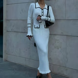 Old Money Knitted Ruffles Maxi Dress