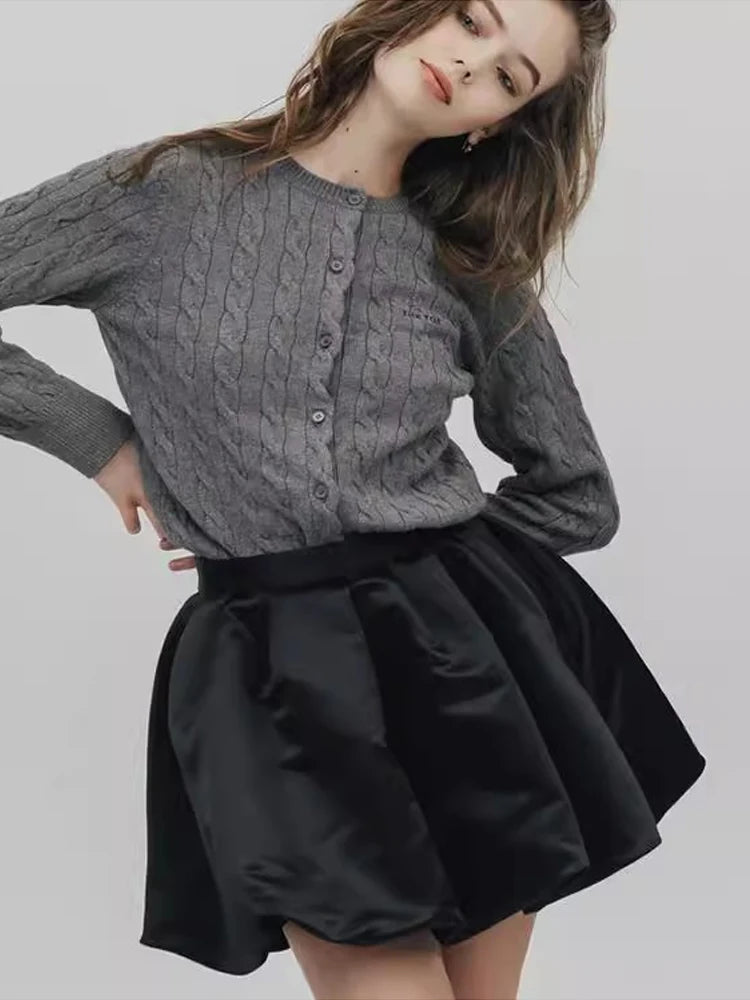 Sweet Cute Soft Shiny Satin Mini Skirt Women