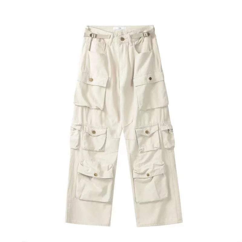 Y2K Belted Washed Cargo Jeans