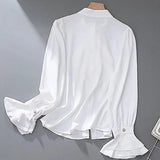 Elegant White Ruffles Flare Sleeve Blouse