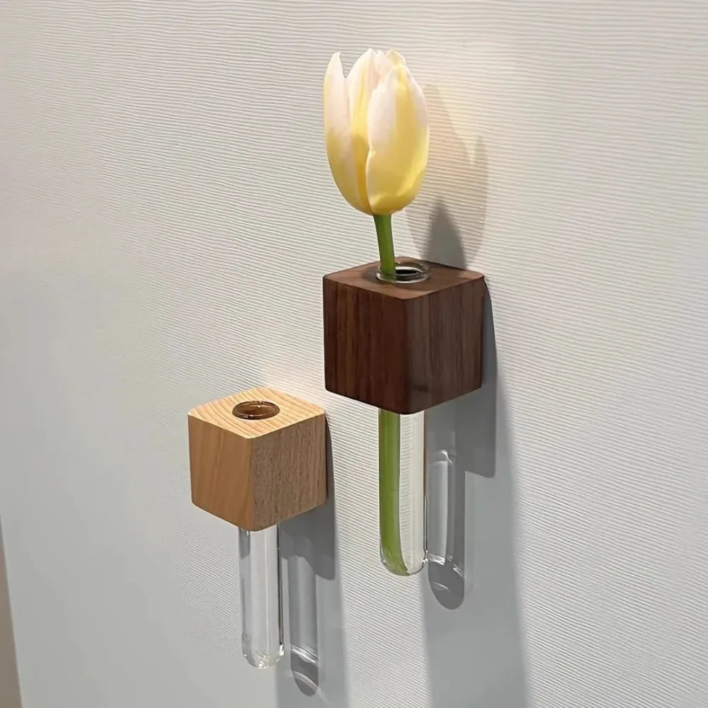 Vintage Wooden Test Tube Vase