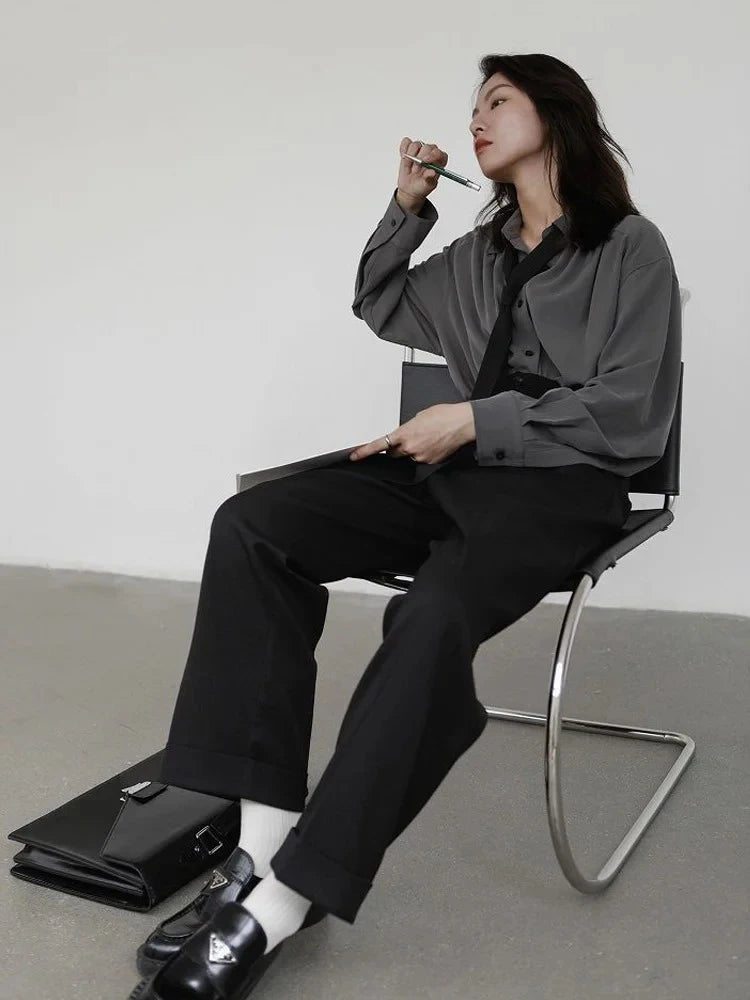 Autumn White Korean Style Shirt