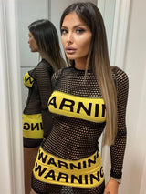 Baddie Warning Fishnet Mini Dress