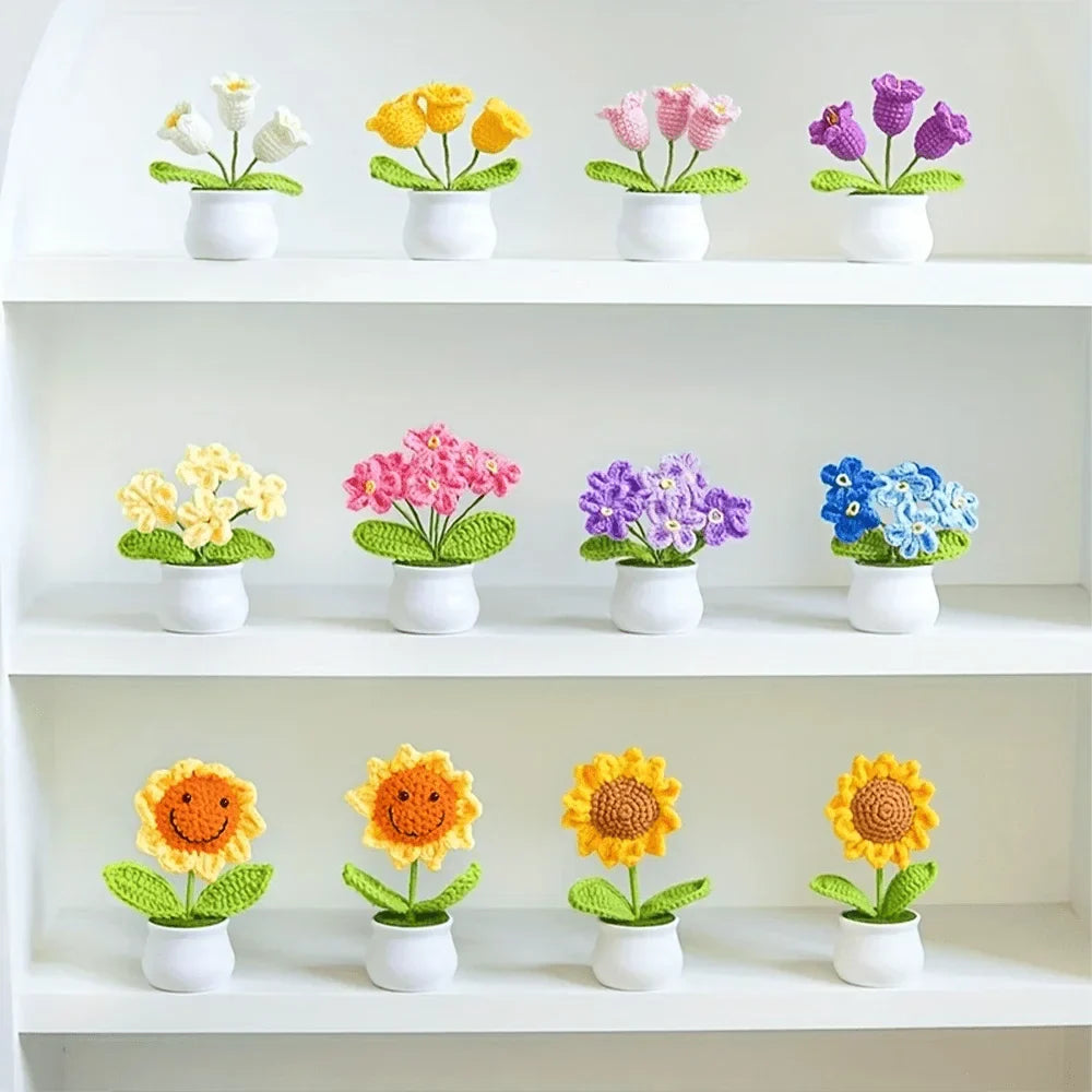 Boutique Handmade Woven 3-Head Knitted Flower
