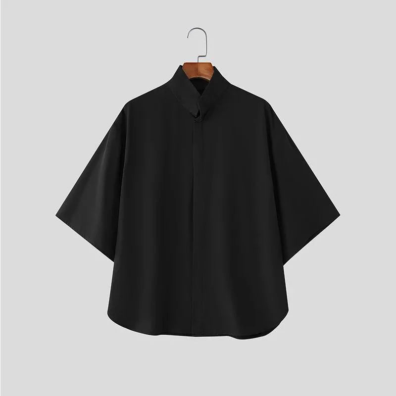 Korean Style High Collar Short Sleeve Shirt
