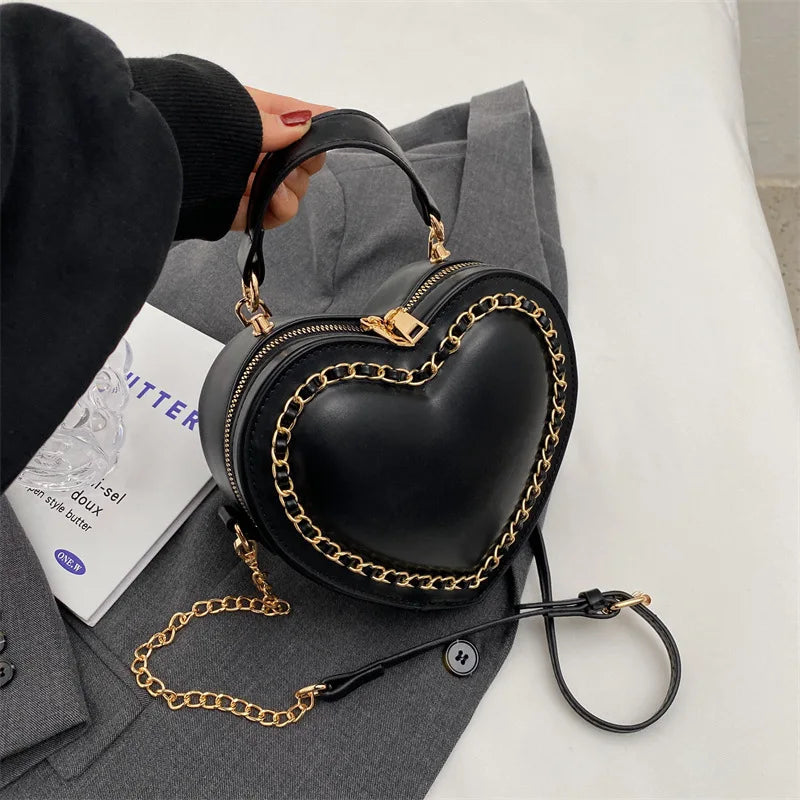 Red Heart Chain Crossbody Bag