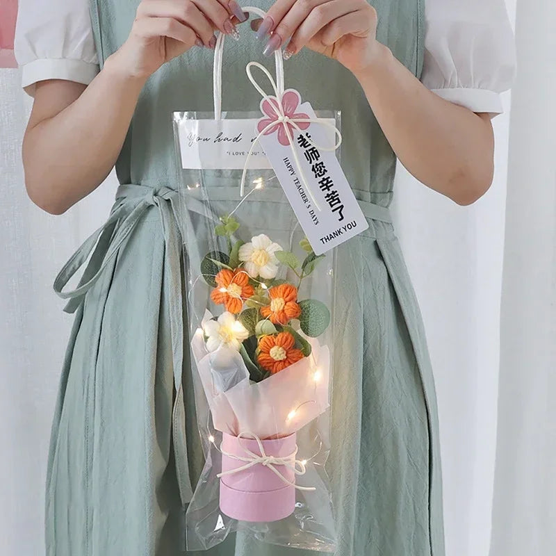 Crochet Flower Bouquet With LED Light String Gift