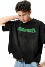 Vintage Distressed Cropped T-Shirt