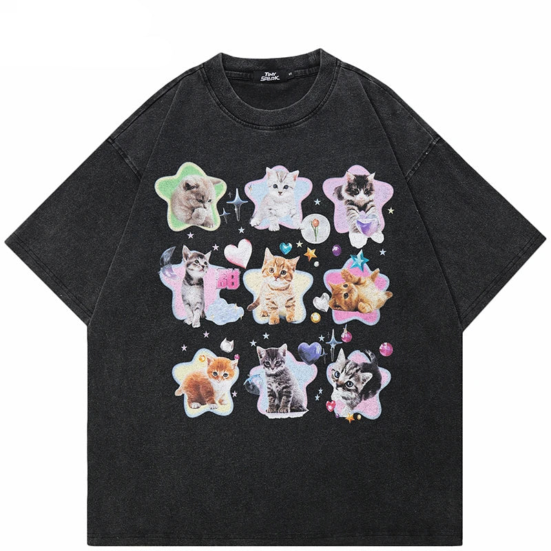 Retro Washed Black Graphic Star T-Shirt