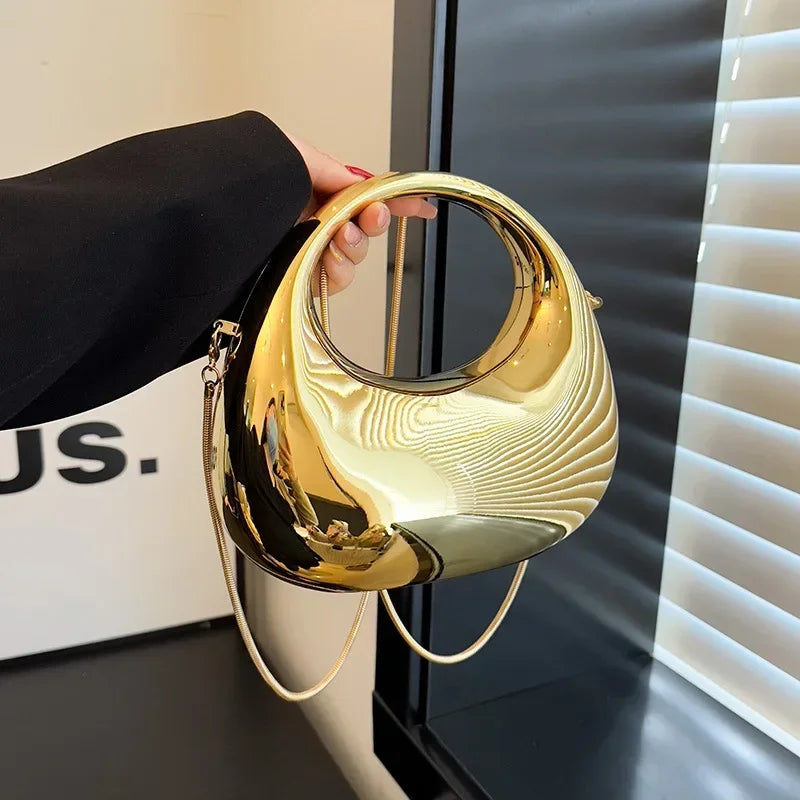 Shiny Modern Crescent Handbag