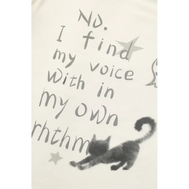 Cat Print Long Sleeve Fall T-shirt