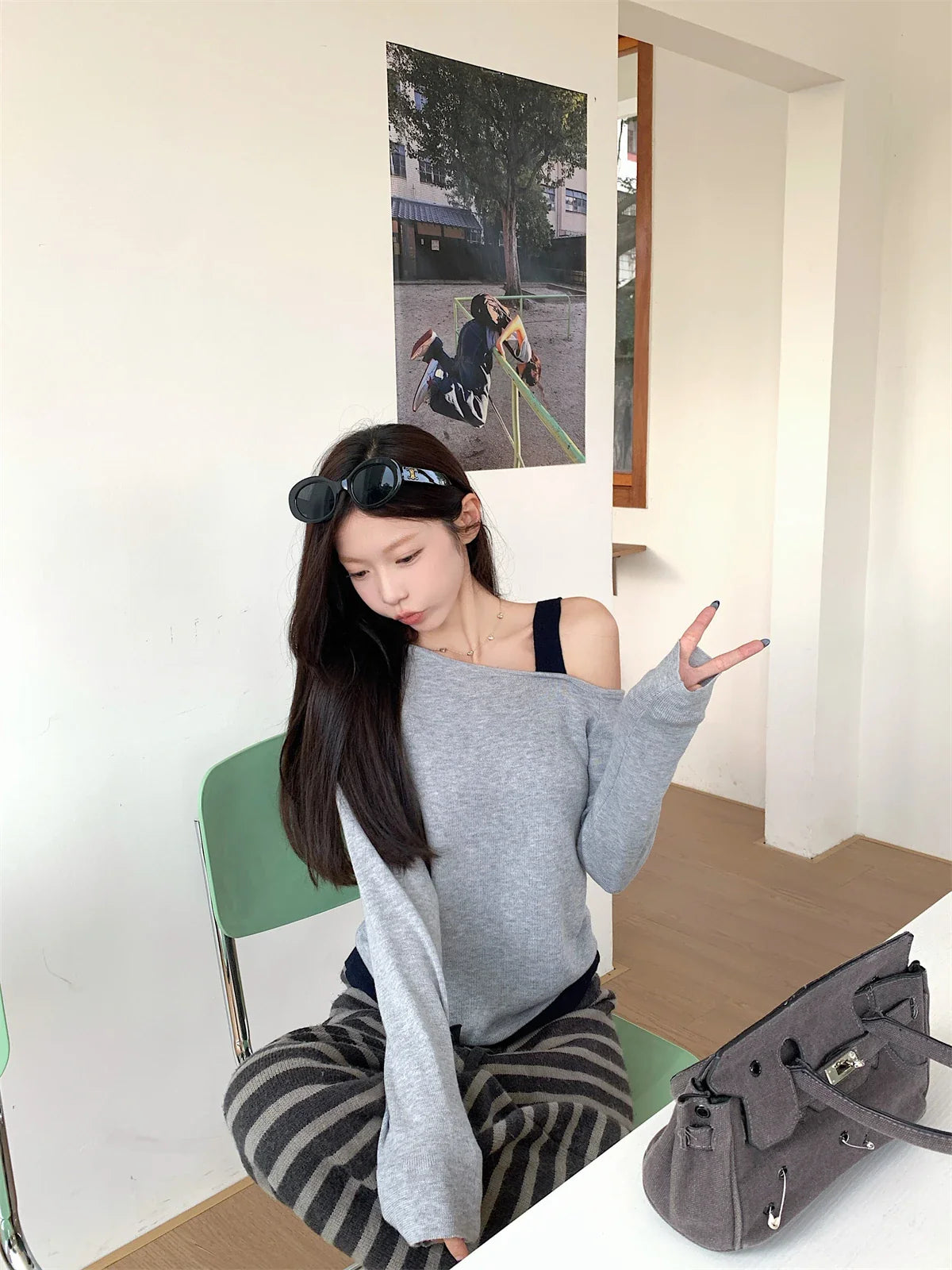 Acubi Knitted Off-shoulder Top