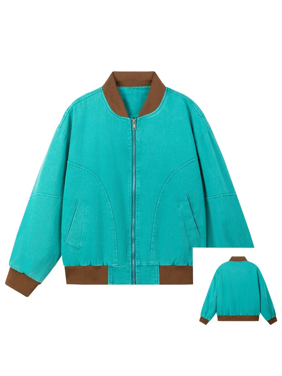 Bright Green Spliced Brown Varsity Jacket