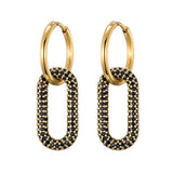 Steel Buckle Oval Earrings